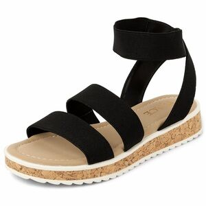 The Children’s Place Black Strap Sandals Size 4 Girls Cork Sole NWT